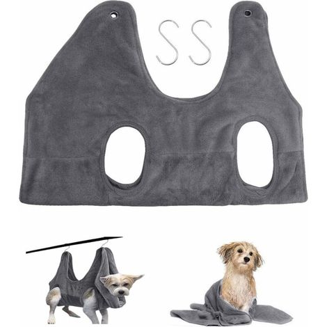 Dog Hammock Helper Cat Bath Towel Multifunctional Pet Dog Grooming Hammock Bath Retainer Bags Wash Grooming And Nail Clippers, (Gray) S 25cm
