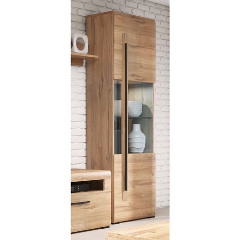Vitrinenschrank Eiche Grandson Nb. TURDA-83 mit LED Beleuchtung, B/H/T: ca. 60/204/39 cm (1/4)