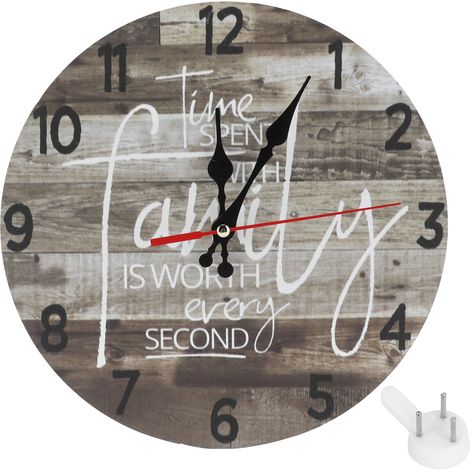 Horloge murale ronde silencieuse, décoration rétro pour maison, horloge de mur design classique