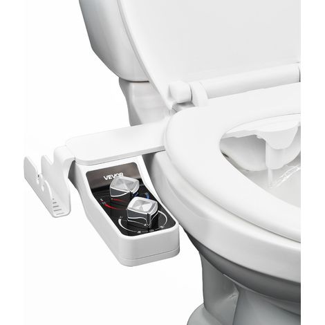 Pulvérisateur Bidet Non Électrique, Accessoire pour Bidet Toilette Ultra Fin de 7 mm, Pression d'Eau Réglable, Doubles Buses Rétractables, Eau Chaude et Froide, pour Lavage Arrière et Féminin (1/5)
