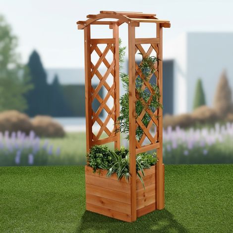 Rankhilfe Pflanzkasten Rosenbogen Pergola Spalier Garten Holz Rankgitter Bogen (1/5)