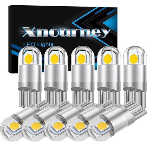 T10 194 ampoules, lumière blanche LED 2825 W5W 501 168 ampoule dôme carte courtoisie coffre feu arrière, feux plaque d'immatriculation, 12V (1/5)