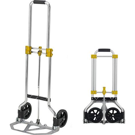 Carrello portapacchi pieghevole in alluminio - Misura 38x34x96 cm e portata massima 45 Kg - Manico telescopico e 2 ruote in gomma, montacarichi manual (1/5)
