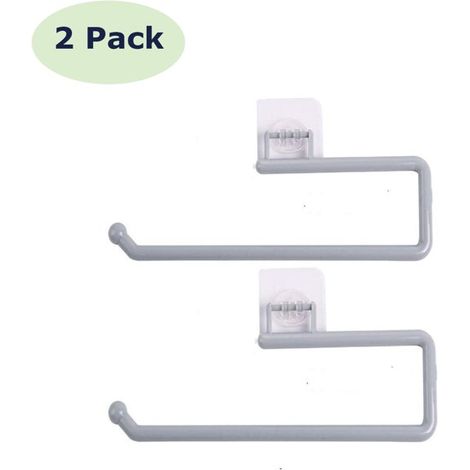 Support Pour Essuie-Tout - Fixation Sans Perçage - Compatible Mur Plâtre Ciment Brique Papier Peint - Blanc - 2 Pièces (1/3)