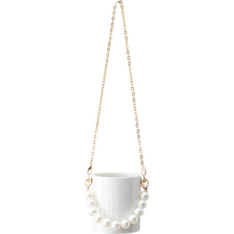 Pot de fleurs suspendu blanc avec chaîne et perle, petit panier de jardinière pour la décoration intérieure
