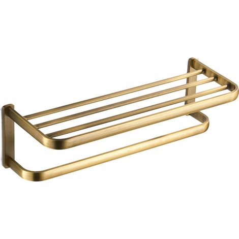 Toallero de pared de doble capa para baño, ideal para baño y cocina (cobre antiguo). (1/5)