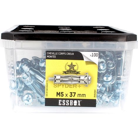 ESSBOX de 100 Chevilles Métalliques à Expansion Qualité Premium 5X37 avec Vis (1/2)