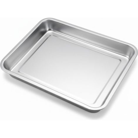 Plat de cuisson en acier inoxydable – Antiadhésif et résistant – Taille 45 x 35 x 4,8 cm – Idéal pour la cuisson et le service (1/5)