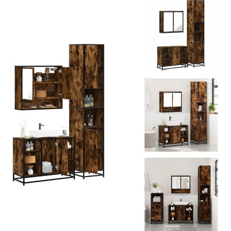 Ensemble de meubles de salle de bain 3 pcs Chêne fumé - Ensemble De Meubles De Salle De Bain - Ensembles De Meubles De Salle De Bain - Armoire De Rangement - Armoire De Rangement Pour Toilettes (1/5)