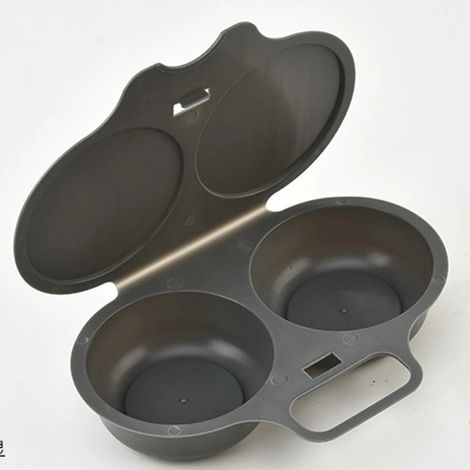 (C)Cuiseur à œufs multifonction en plastique gris pour micro-ondes, moule à œufs pratique pour la cuisson vapeur et au plat, idéal pour une préparation rapide des œufs à la maison (1/5)