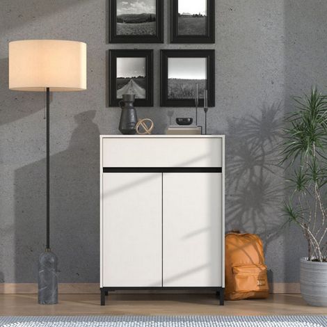 Schuhschrank Ilarione, Schuhmöbel mit 1 Schublade, 4 Einlegeböden, 2 Türen, 80x40x110h cm Beige (1/5)