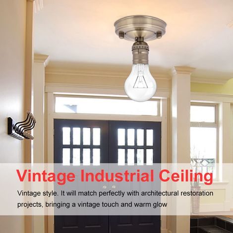 Vintage industrielle Decken-/Wandhalterung, E27/E26 Schraubfassung, bronzefarbene Pendelleuchte, Leuchtmittel nicht enthalten, für Hängelampe. (1/5)