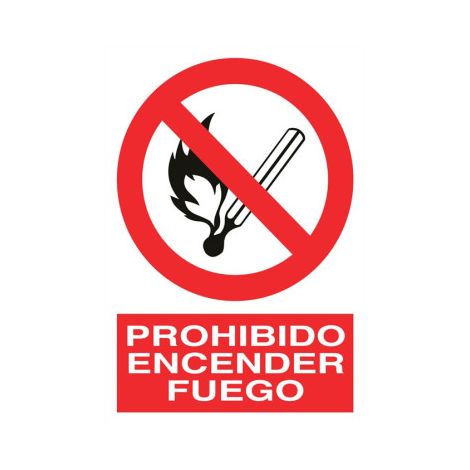 Señal de pictograma y texto Prohibido encender fuego                                                   Poliestireno       210X148