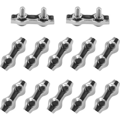 Lot de 12 serre-câbles duplex M5 en acier inoxydable 304 pour câble métallique de 5 mm, jardin, câble, terrasse. (1/5)