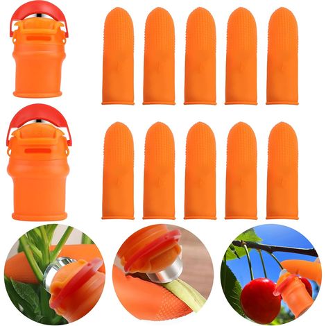 2 Sets Thumb Cutter, Silicone Thumb Knife, Thumb Cutter Separator with Silicone Finger Guards, Fruit Picking Knife, Gardening Tools for Vegetable Harvesting (1/5)