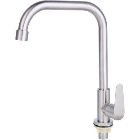 Kitchen Tap - Cold Water Tap, 304 Stainless Steel, 360° Swivel, with Single Lever, Ideal for Sink, Kitchen or Laundry Room (Suitable for openings 2.1-4.0cm) (1/5)