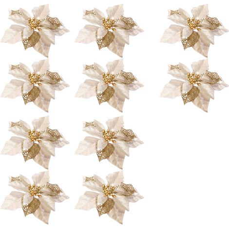 10 flores artificiales, decoraciones suaves con purpurina, para bodas, fiestas y cumpleaños. (1/5)