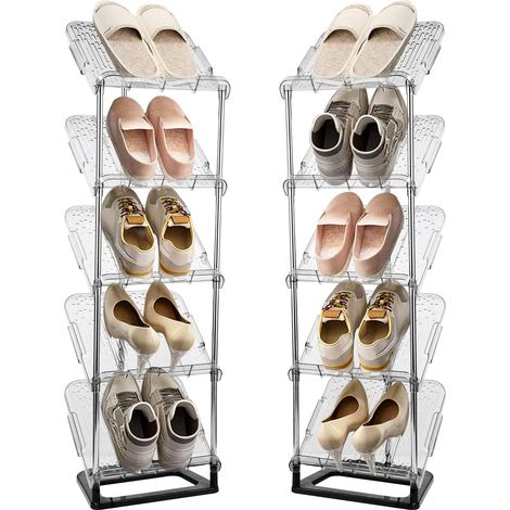 Zapatero estrecho de 5 niveles - Zapatero inclinado que ahorra espacio, organizador de zapatos, soporte para zapatos - Estante multifuncional independiente para pasillo, dormitorio, oficina (1012721cm