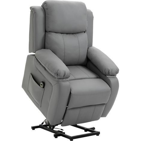 POLTRONA RELAX ELETTRICA E ALZAPERSONA RECLINABILE FINO 160° CON TELECOMANDO. IN SIMILPELLE - GRIGIO (1/5)