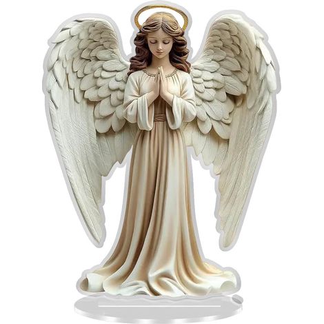 Décor Spirituel En Acrylique - Ornement Plat Angel Et Coeur-Aile Pour Intérieur - Lot De 1 Pièce (1/4)