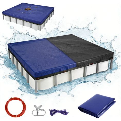 TolleTour Lona piscina rectangular 220×410 cm para piscina tubular 4×2 m, con ojales