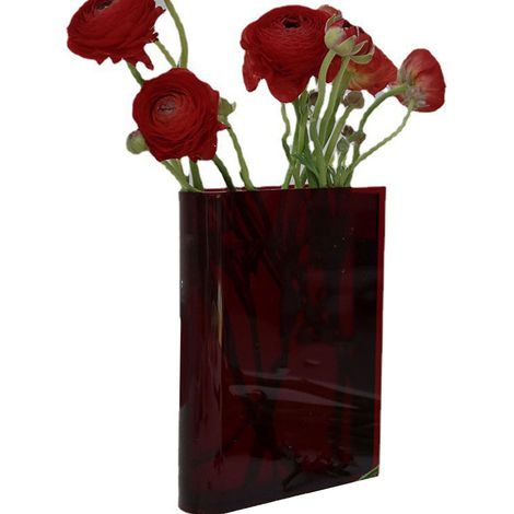 Vase-livre décoratif pour fleurs, ambiance artistique et culturelle, forme de livre brun (caractères blancs) pour chambre, salon, bureau (1/5)