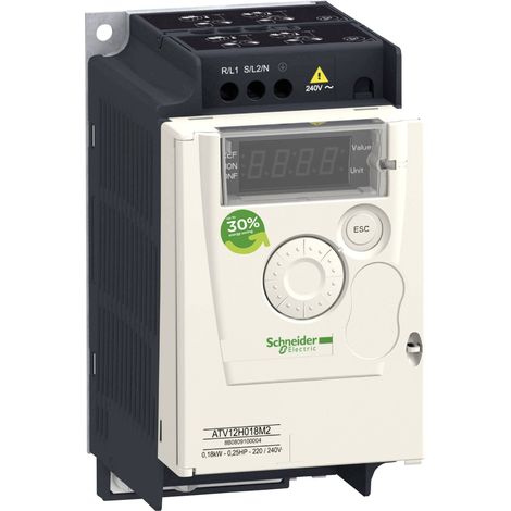 Schneider Electric – Convertisseur de fréquence 0,37 kW ATV12H037M2 – Monophasé 200-240V – Régulation V/f et vectorielle – Filtre CEM intégré (1/6)