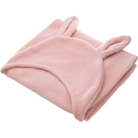 Plaid à Capuche Enfant Oreilles 100x100cm Rose (1/3)
