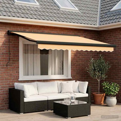 Teenpull – Ausziehbare Markise Sand 300 x 250 cm Leinen und Aluminium (1/5)