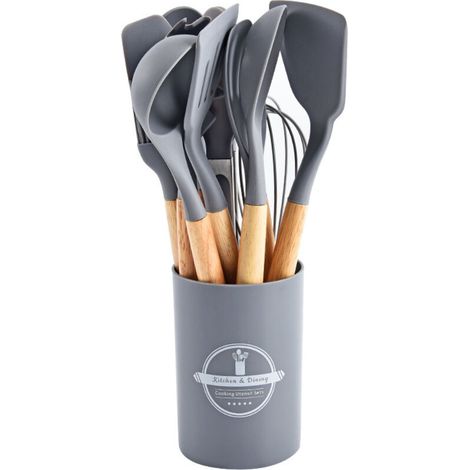 Ensemble de 12 ustensiles de cuisine , gris clair (1/3)
