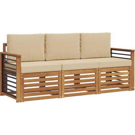 Ensembles de canapés avec coussin 3 pcs  Salon de jardin Naturel et Beige