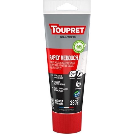 Enduit de rebouchage pâte 330 g – Prêt à l'emploi pour murs et plafonds – Qualité A+ pour espaces confinés – TOUPRET