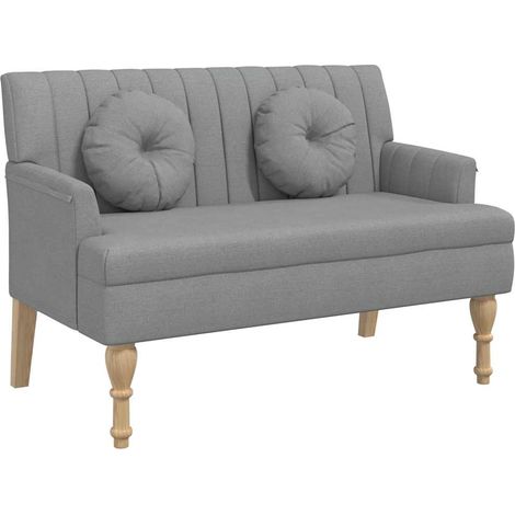 vidaXL Banco con cojines tela gris claro 113x64,5x75,5 cm (1/2)
