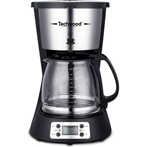 Techwood TCA-1296 Programmierbarer Kaffeemaschine 10/12 Tassen Dauerhafter Waschbarer Filter 1000W Warmhaltefunktion 1,5 L Schwa (1/4)