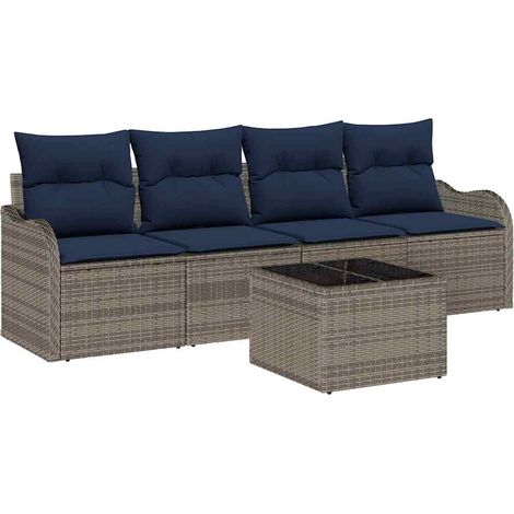 Garden Sofa Set 5 pcs Grey Poly Rattan vidaXL (1/5)