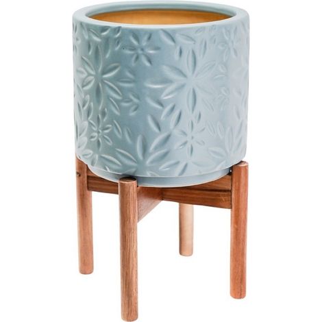 Aspen Flower Planter - L28 x W28 x H40 cm - Dusty Blue