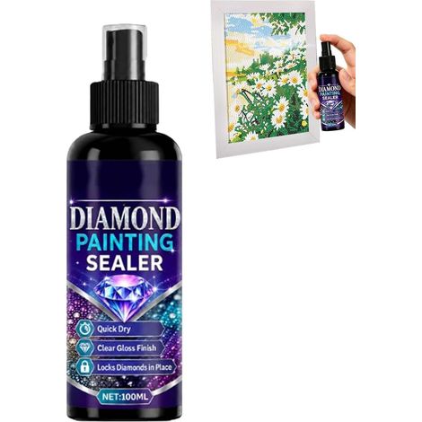 Aérosol de finition pour peinture de gemmes 100ml Colle protectrice durable  Colle pour finition en strass pour bricolage, projets DIY, puzzles, sous-verres, œuvres d'art, débutants, adultes. (1/5)