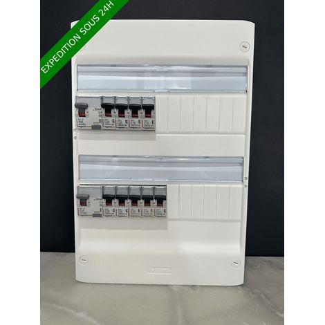 Legrand – Tableau électrique 2 rangées 13 modules – Différentiel 40A type A – Disjoncteurs 10A/16A/20A/32A – Pré-câblé avec peignes – 1ID401ID63
