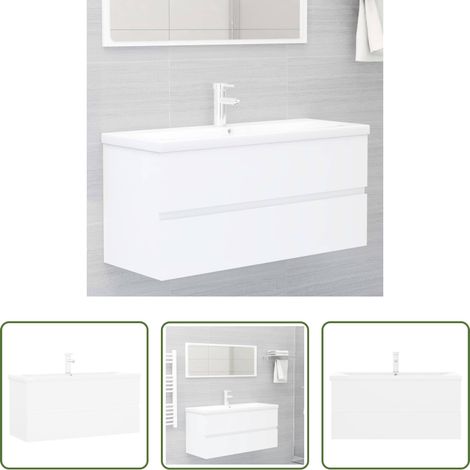 Einbaubecken - Waschbeckenunterschrank mit Einbaubecken Weiß Holzwerkstoff (1/5)