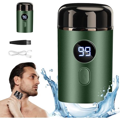 Rasoio - Rasoio elettrico portatile - Include una testina di ricambio - Ricaricabile tramite USB - Adatto per uso a secco e bagnato - Rasoio da uomo verde - Adatto per (1/5)