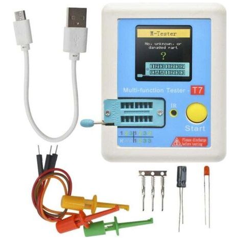 LCR-T7 Testeur de transistors TFT multifonctionnel avec une seule touche, affichage graphique, arrêt automatique pour diode, triode, condensateur, résistance Transistor ESR NPN PNP MOSFET