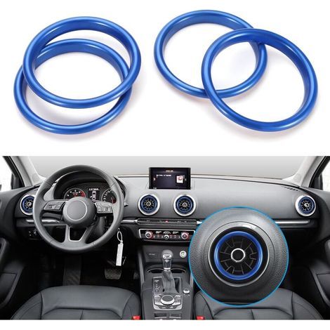 Set of 4 Aluminum Covers for Interior Air Vents – Compatible with Audi A3, S3, RS3, Q2L – Blue Interior Decoration (1/5)