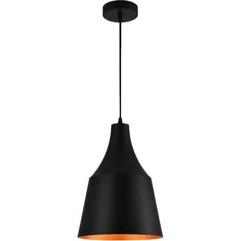 Lampadario A Sospensione Paralume A Cupola Portalampada E27 Moderno Nero
