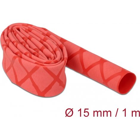 Delock Tubo termorretrÃ¡ctil rojo con patrÃ³n en X antideslizante de 1 m x 15 mm