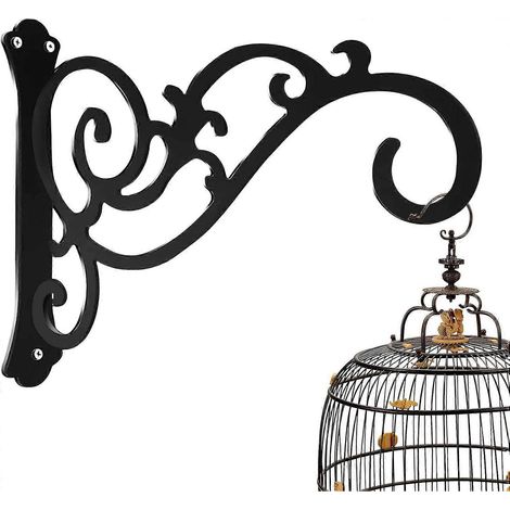 Support mural pour plantes, panier suspendu robuste, crochets de clôture en fer noir, crochets muraux pour fleurs de jardin/carillons/lanternes/lampes/mangeoires à oiseaux (1/5)