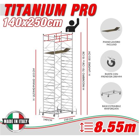 Trabattello TITANIUM PRO Altezza lavoro 8,55 metri