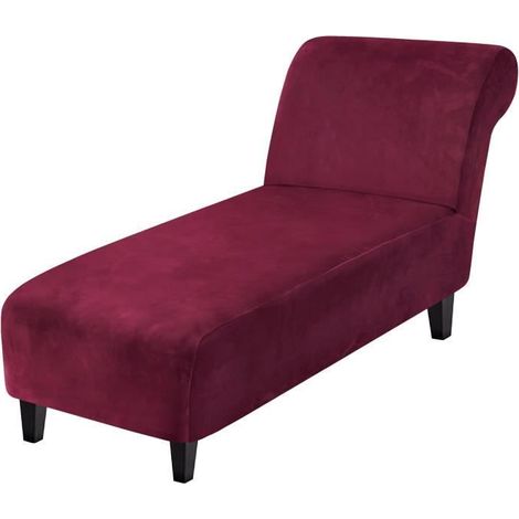 Housse de chaise longue en velours, housse de canapé inclinable extensible sans accoudoirs pour salon, chambre à coucher (rouge (1/4)