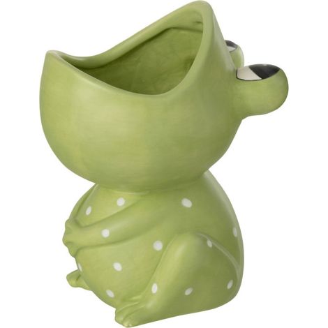 Cache-Pot Déco en Dolomite "Grenouille" 21cm Vert (1/3)