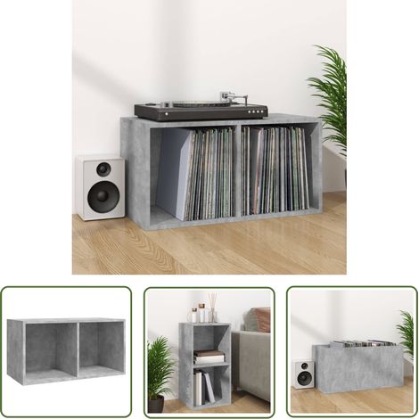 The Living Store Schallplatten-Aufbewahrungsbox Betongrau 71x34x36 cm - Schallplattenregal - Vinyl-Regal - Plattenspielerzubehör - Musikarchiv - CD-Organizer (1/5)
