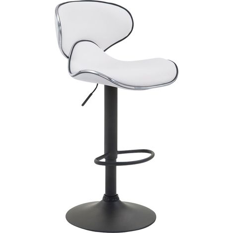 Sgabello da bar x1 sedute moderne con linee ondulate in PVC bianco base a tromba in metallo nero 100005682
